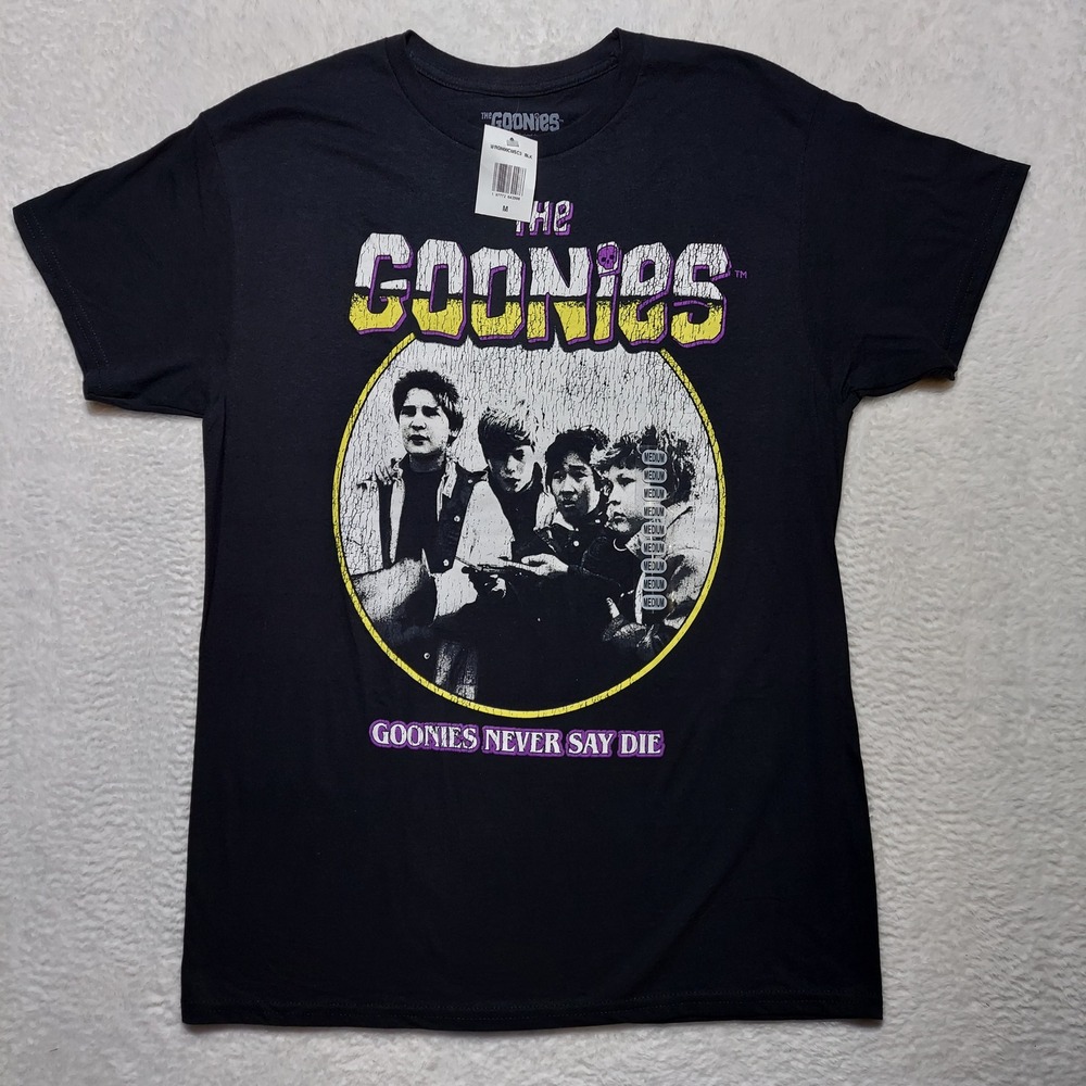 The Goonies T-Shirt Men's Size M Black Brand New Never Say Die Graphic Tee